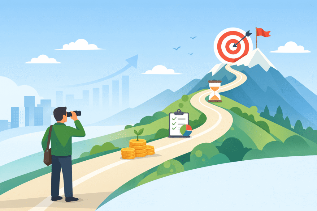 illustration parcours pour réussir son investissement en bourse sur le long terme